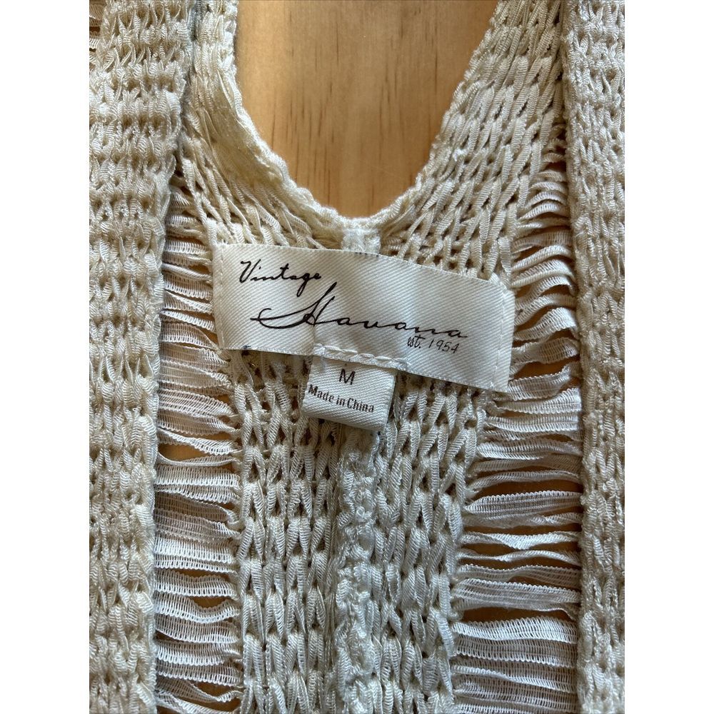 VINTAGE HAVANA IVORY BOHO FRINGE CARDIGAN SIZE M - Picture 7 of 11
